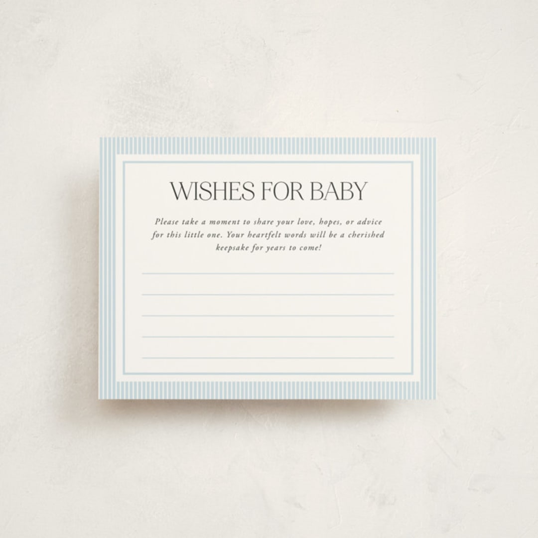 "Sweet Stripes" - Baby Shower Insert Cards in Sky Blue by Lucrecia Caporale - Front