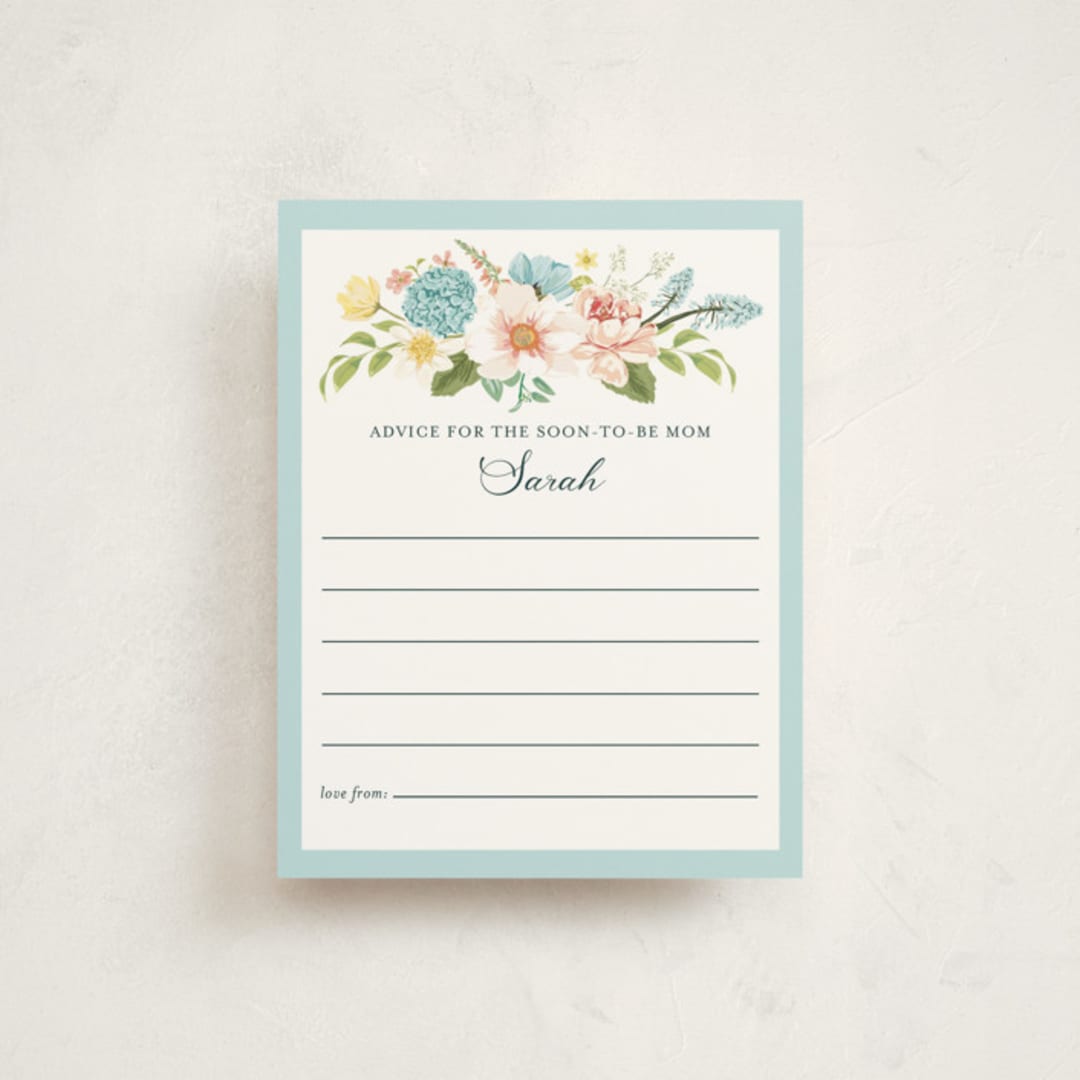 "Butterflies & Botanicals" - Baby Shower Insert Cards in Sky by Susan Moyal - Front