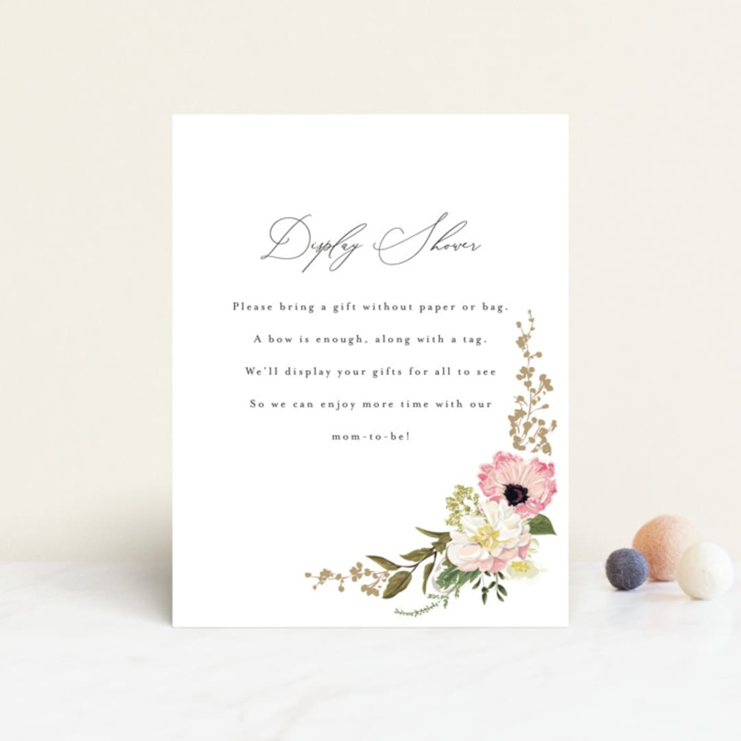 "Timeless Blooms" - Baby Shower Insert Cards in Peony by Susan Moyal - Front