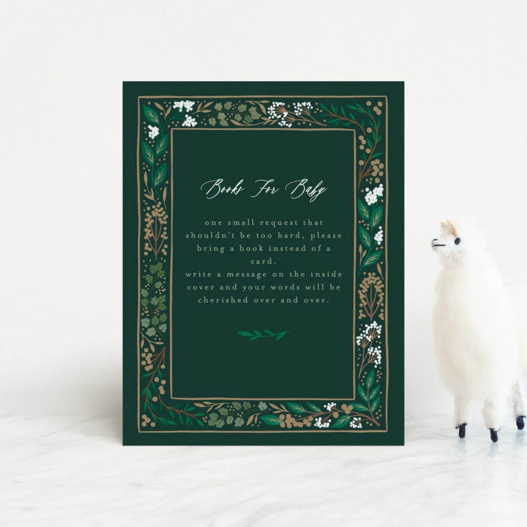 "Illuminated Storybook" - Baby Shower Insert Cards in Evergreen by Alethea and Ruth - Front