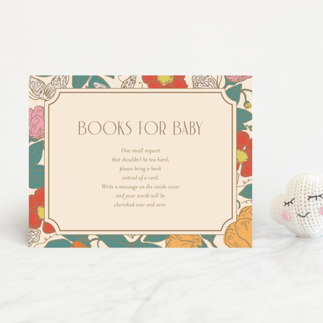 "Gilded Butterfly Garden" - Baby Shower Insert Cards in Ivory by Simona Camp - Front