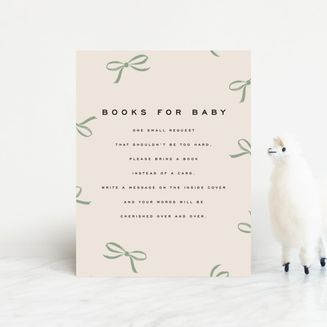 "Wrapped Up" - Baby Shower Insert Cards in Pistachio by Olivia Kanaley Inman - Front