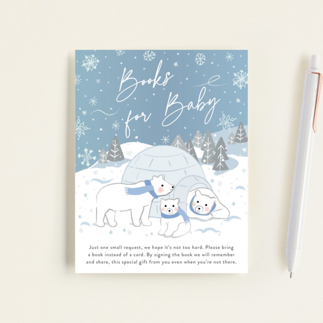"Winter Bears" - Baby Shower Insert Cards in Sparkle by Jennifer Lew - Front