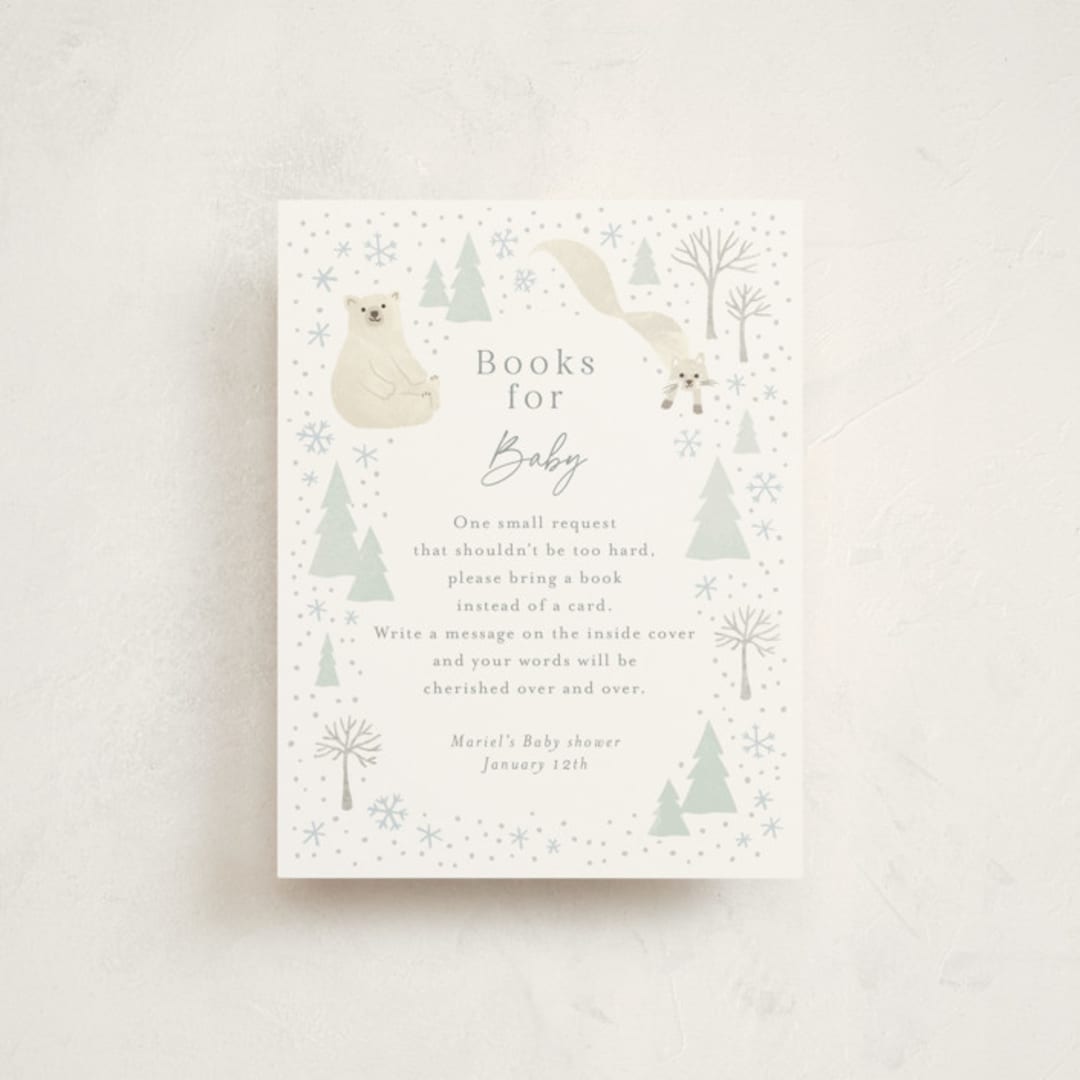 "Arctic friends" - Baby Shower Insert Cards in Seafoam by Jennifer Wick - Front