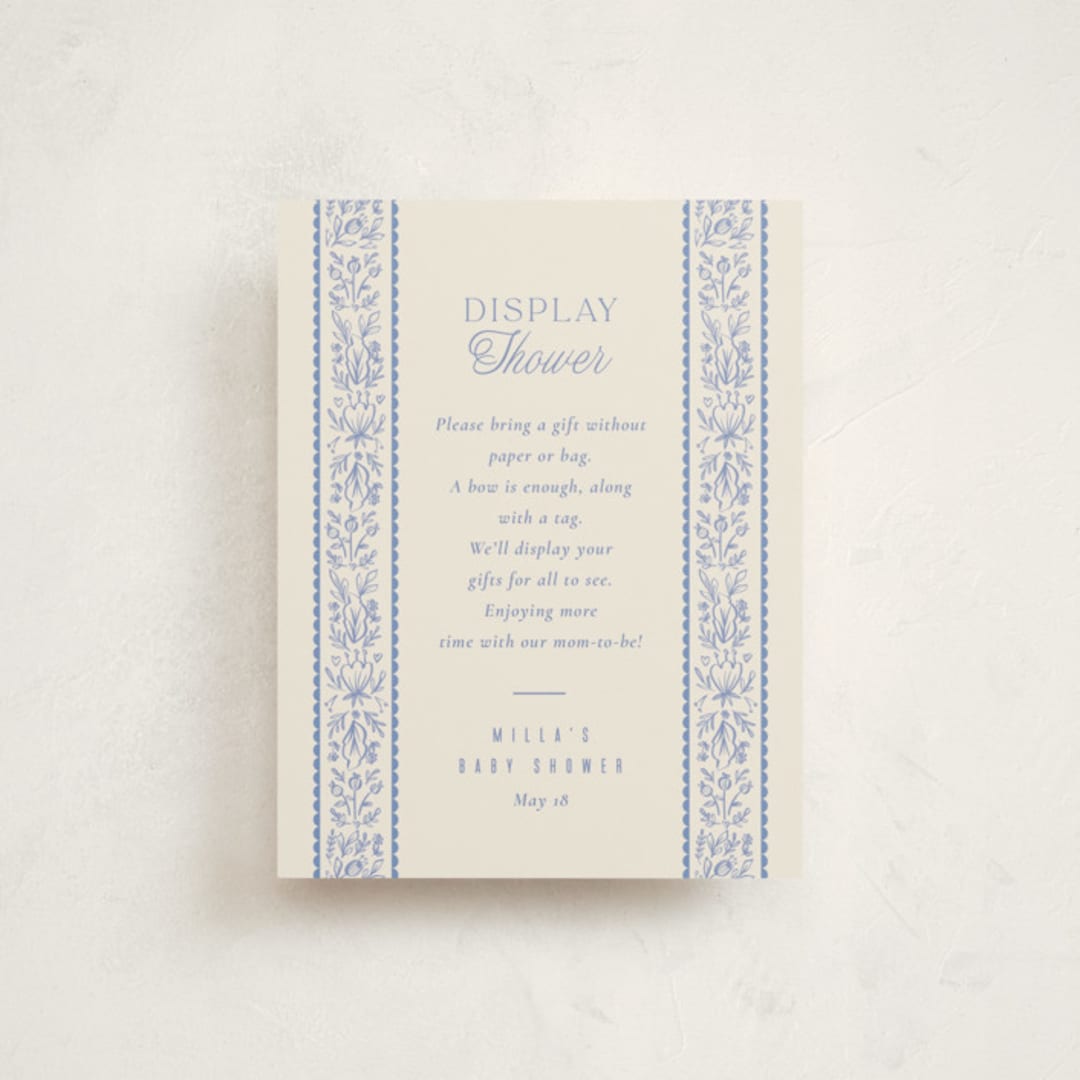 "Bloomy Baby" - Baby Shower Insert Cards in Cobalt by Ana Sharpe - Front