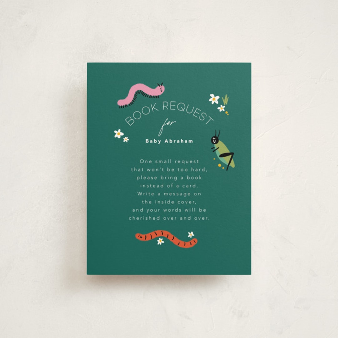 "Little Bug" - Baby Shower Insert Cards in Garden by Hudson meet Rose - Front