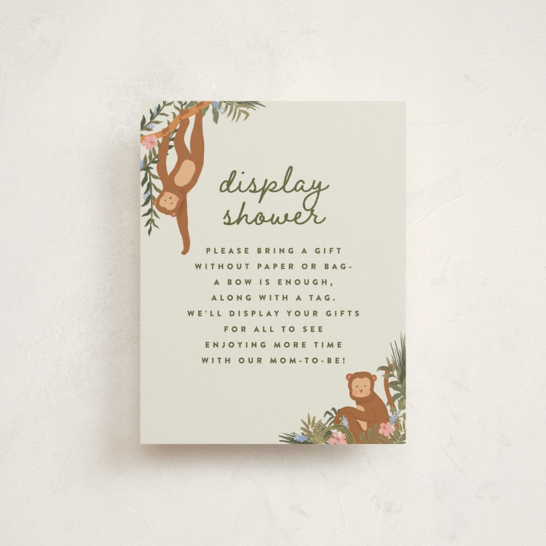 "Jungle Animals" - Baby Shower Insert Cards in Moss by Joanna Griffin - Front