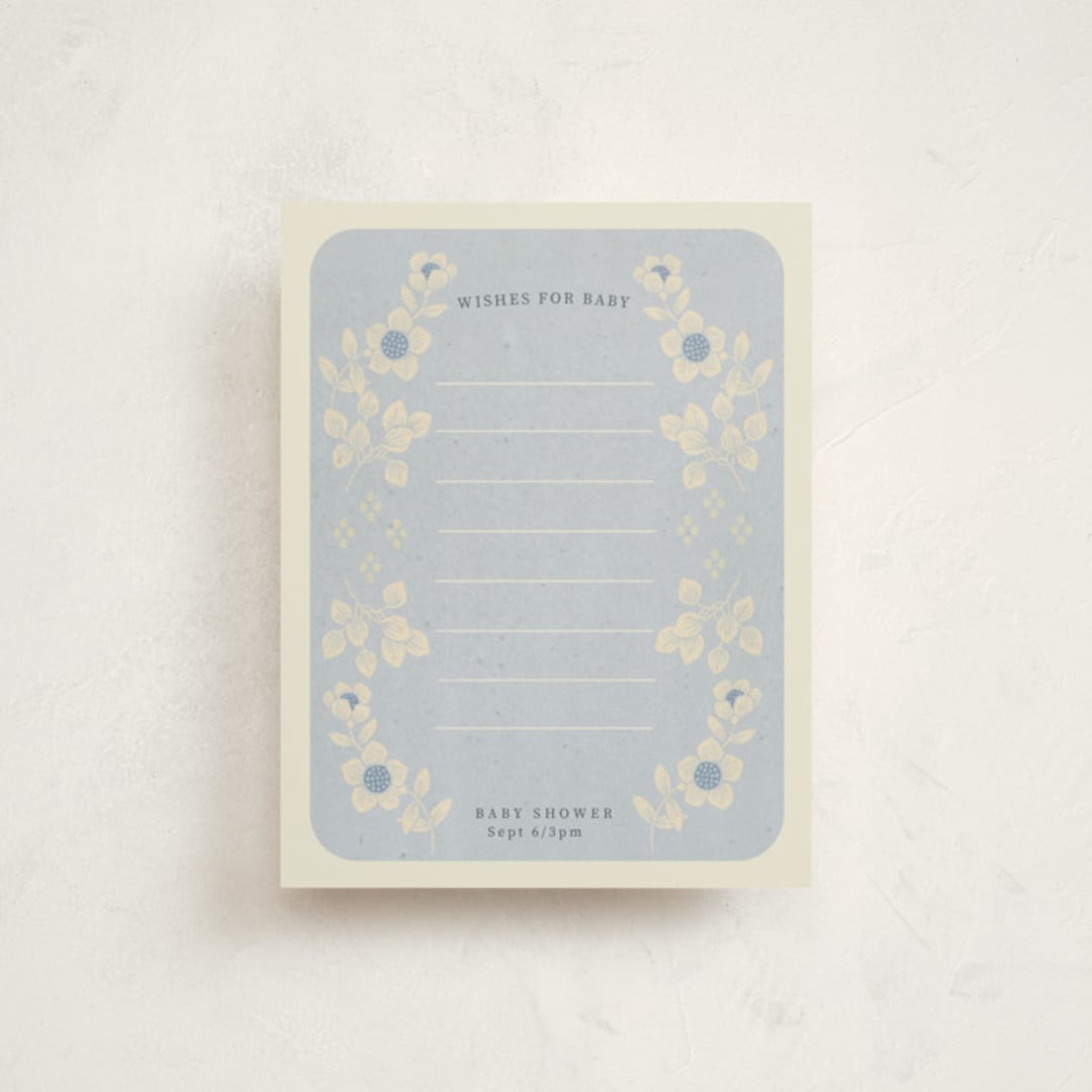 "Pastel Baby  Blooms" - Baby Shower Insert Cards in Bluebird by Peony Rose Design - Front