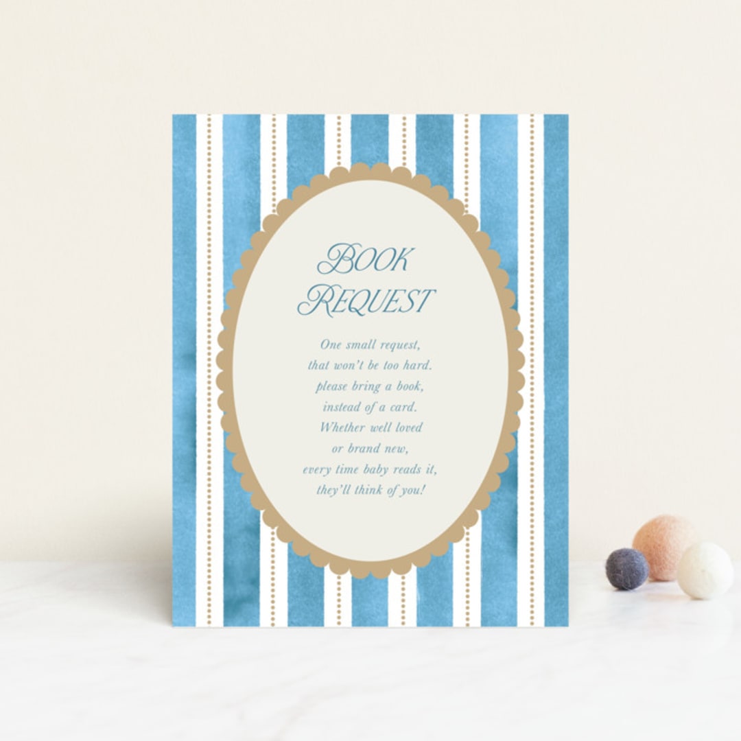 "Knightsbridge" - Baby Shower Insert Cards in Sky by Jackie Crawford - Front