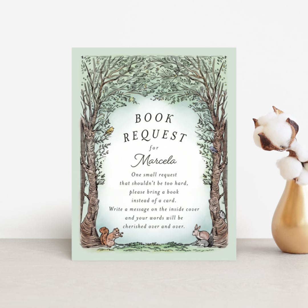 "Victorian Forest Scene" - Baby Shower Insert Cards in Mint by Becky Nimoy - Front