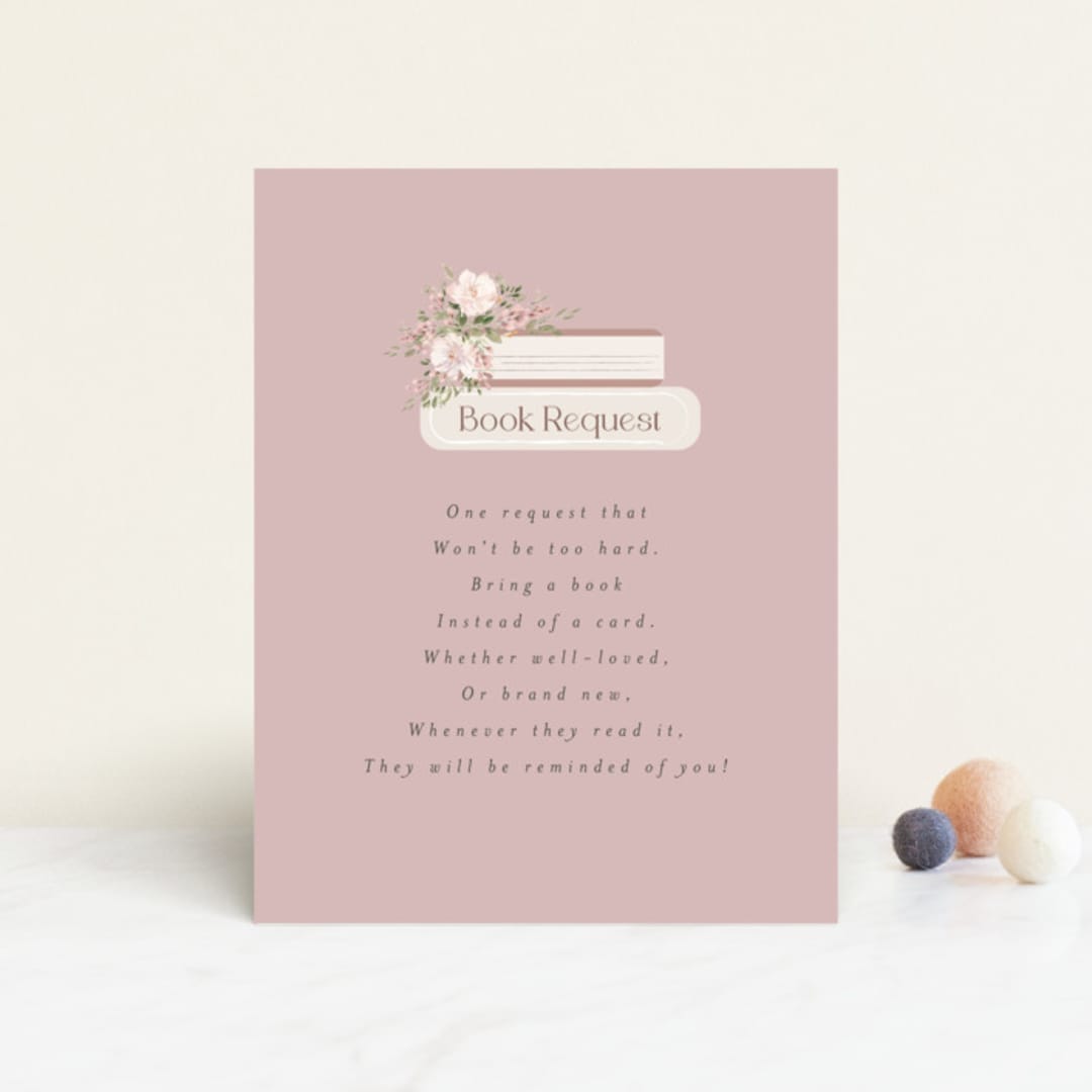 "Baby Carriage" - Baby Shower Insert Cards in Dusty Rose by Itsy Belle Studio - Front