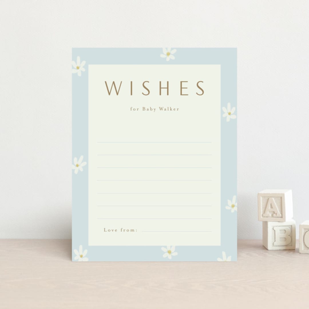 "Daisies" - Baby Shower Insert Cards in Baby Blue by Ani Somi - Front