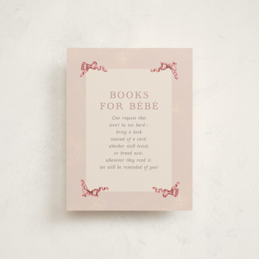 "Bonjour Bebe" - Baby Shower Insert Cards in Peony by Itsy Belle Studio - Front