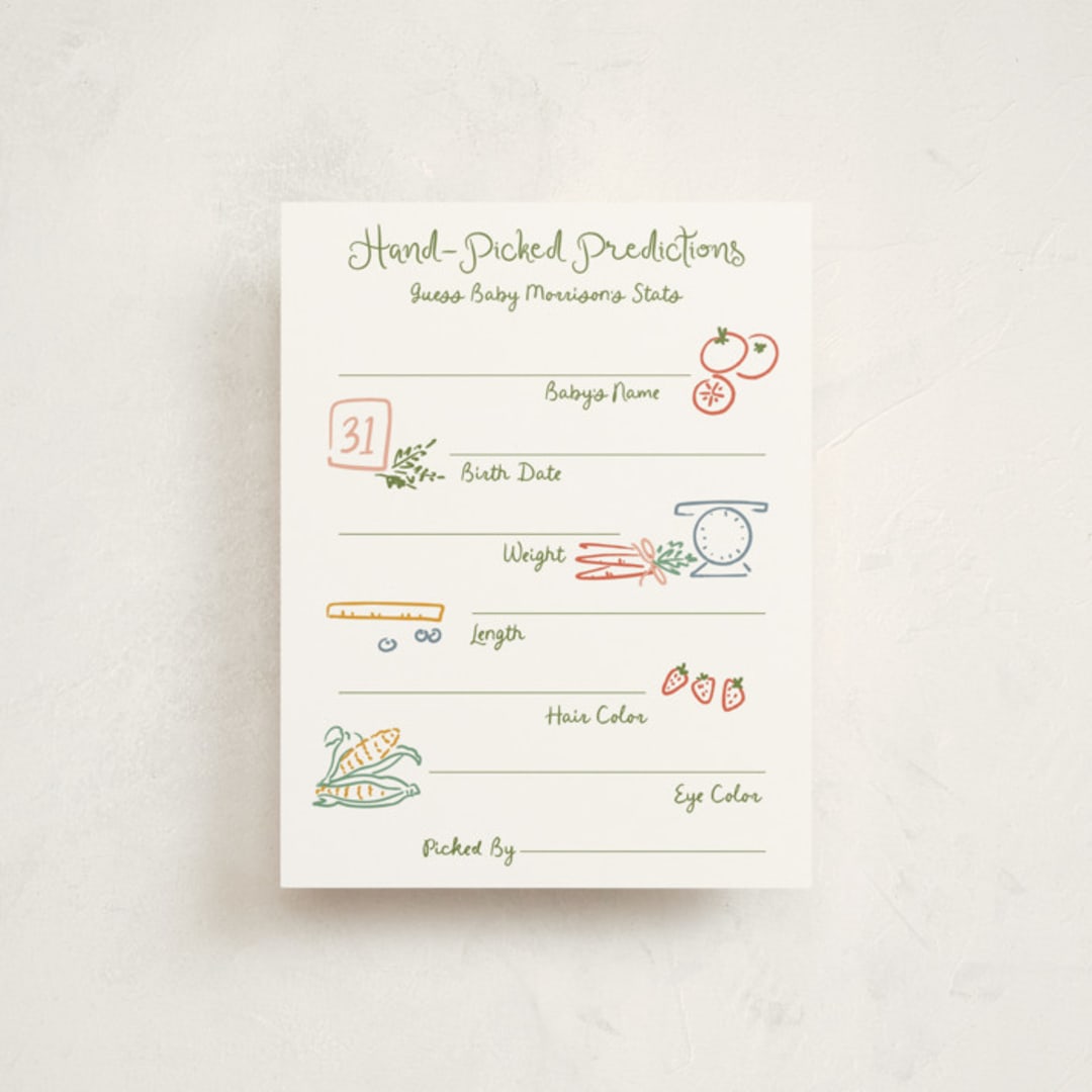 "Locally Grown Sketch" - Baby Shower Insert Cards in Meadow by Jenna Holcomb - Front