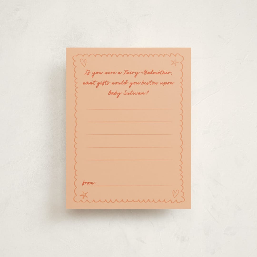 "Stork Party" - Baby Shower Insert Cards in Tangerine by Zani van Zyl - Front