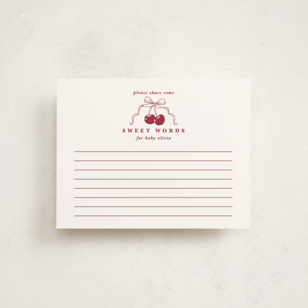 "Classic Cherries" - Baby Shower Insert Cards in Bing Cherry by Charter Oaks Creative - Front