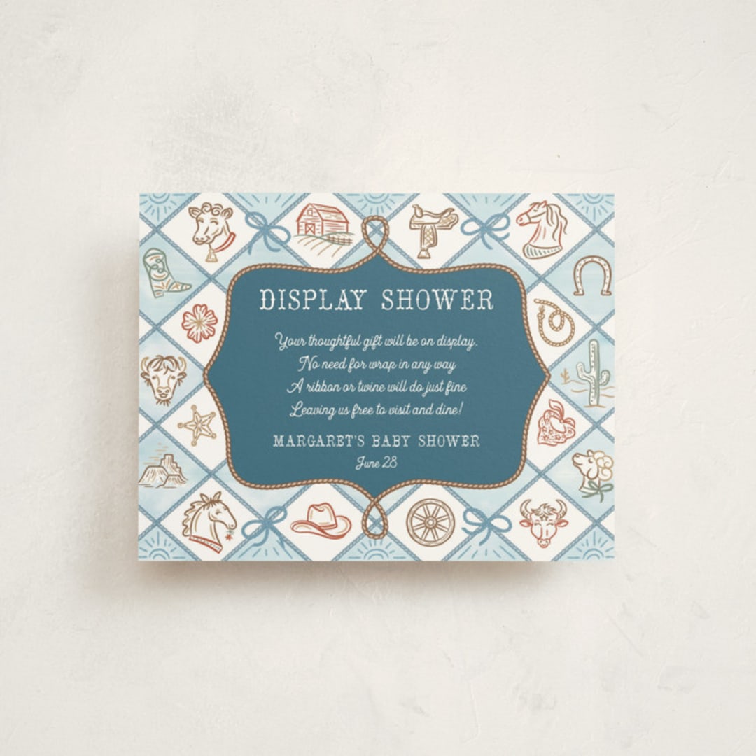 "Cowboy Baby" - Baby Shower Insert Cards in Denim by Paper Sun Studio - Front