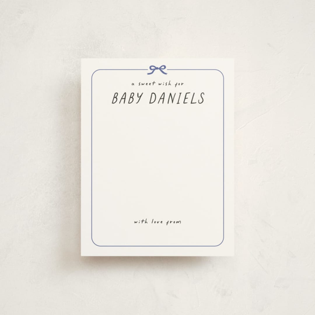 "Bonjour" - Baby Shower Insert Cards in Blueberry by Kate Ahn - Front