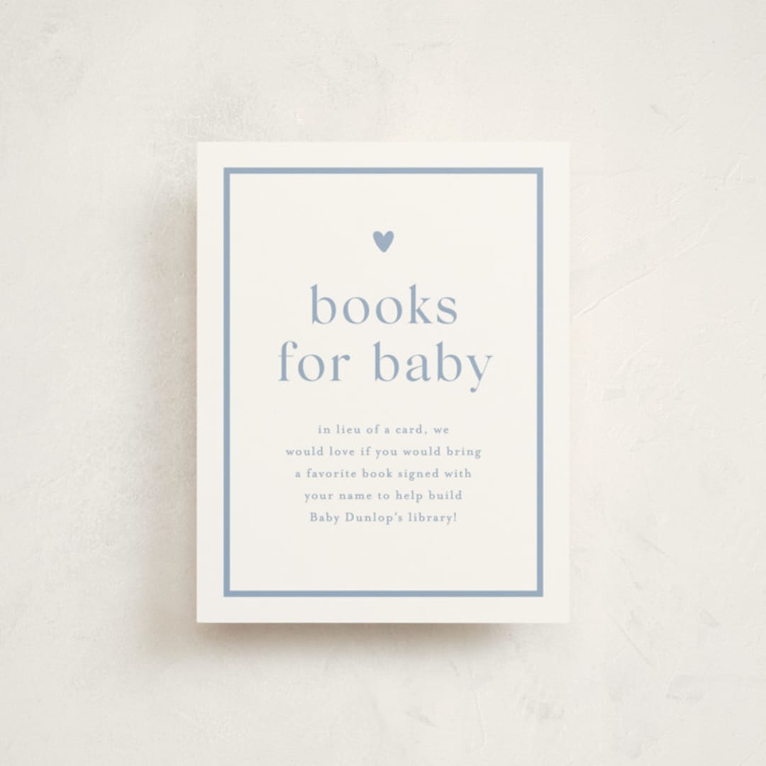 "Heartbeat" - Baby Shower Insert Cards in Provincial Blue by Stacey Meacham - Front
