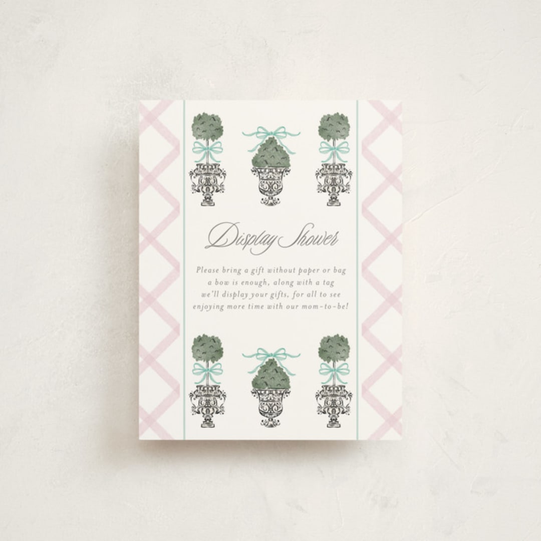 "Tiny Topiary" - Baby Shower Insert Cards in Aquamarine by Jackie Crawford - Front