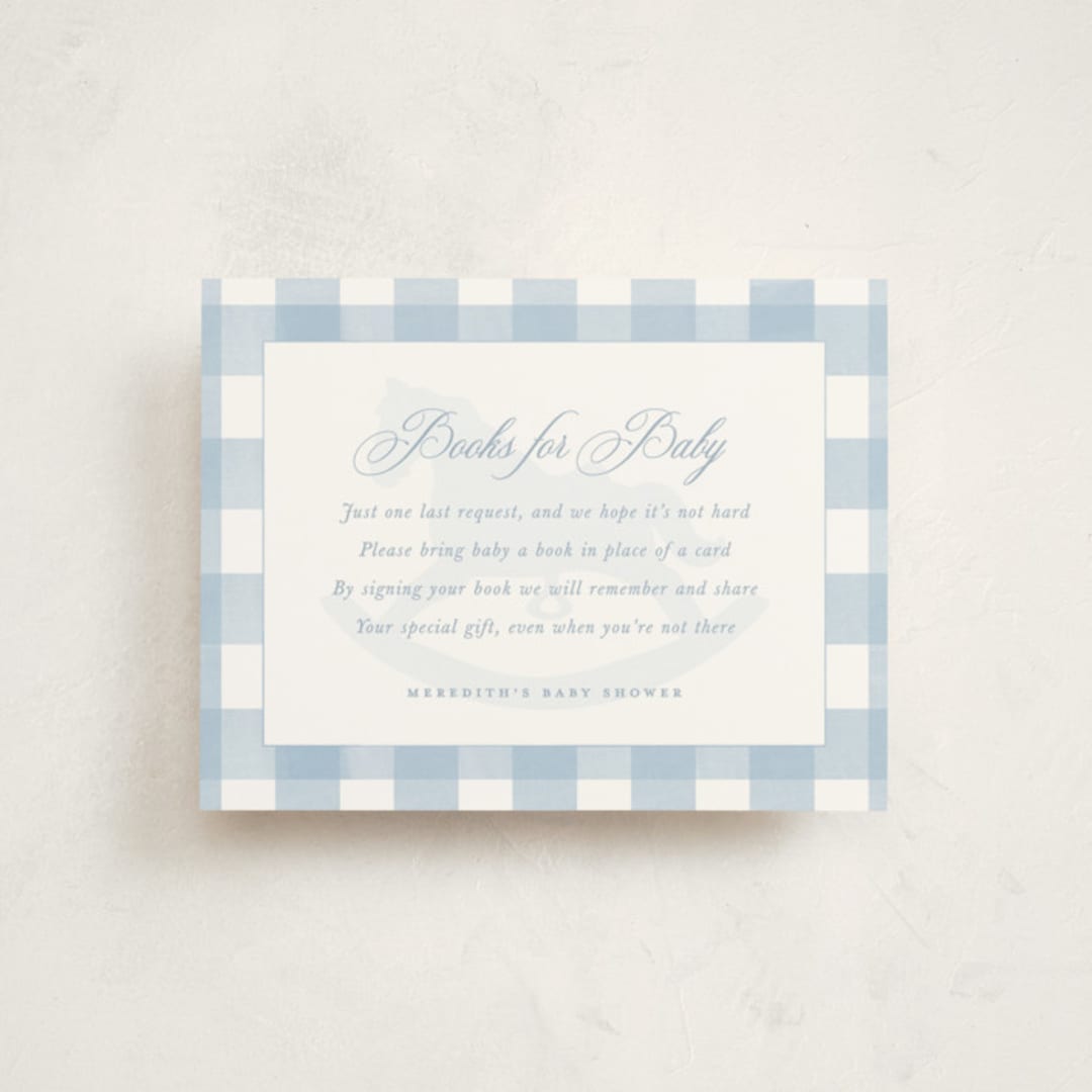 "Classic Gingham" - Baby Shower Insert Cards in Sky by Melinda Denison - Front
