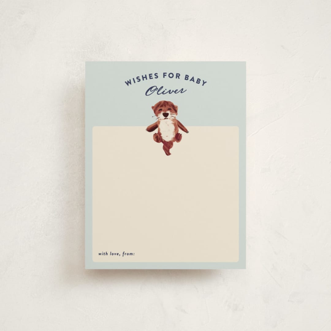"Sip & Sea" - Baby Shower Insert Cards in Sea by Gwen Bedat - Front