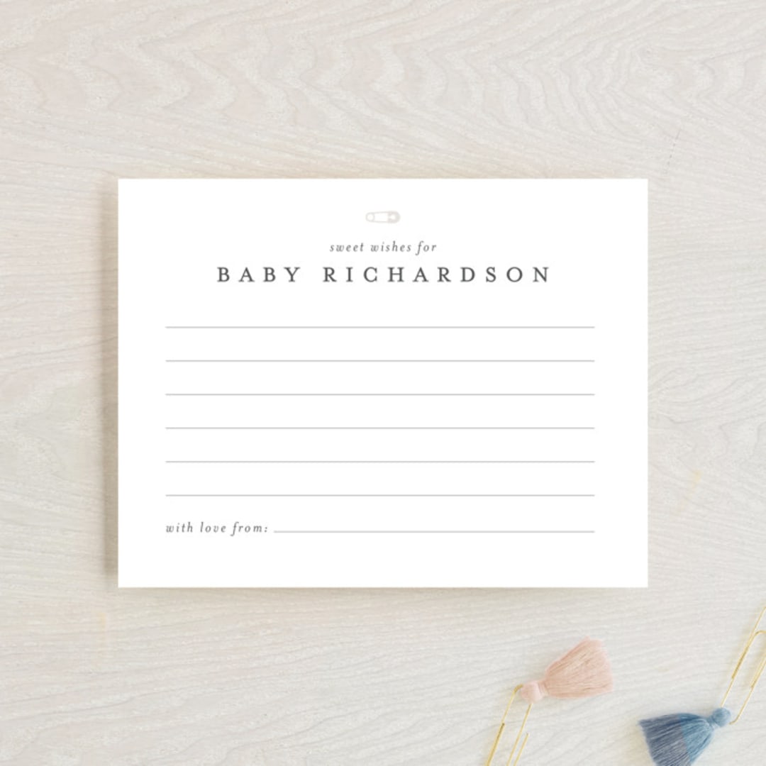 "Classic Wishes for Baby" - Baby Shower Insert Cards in Baby Powder by Minted - Front