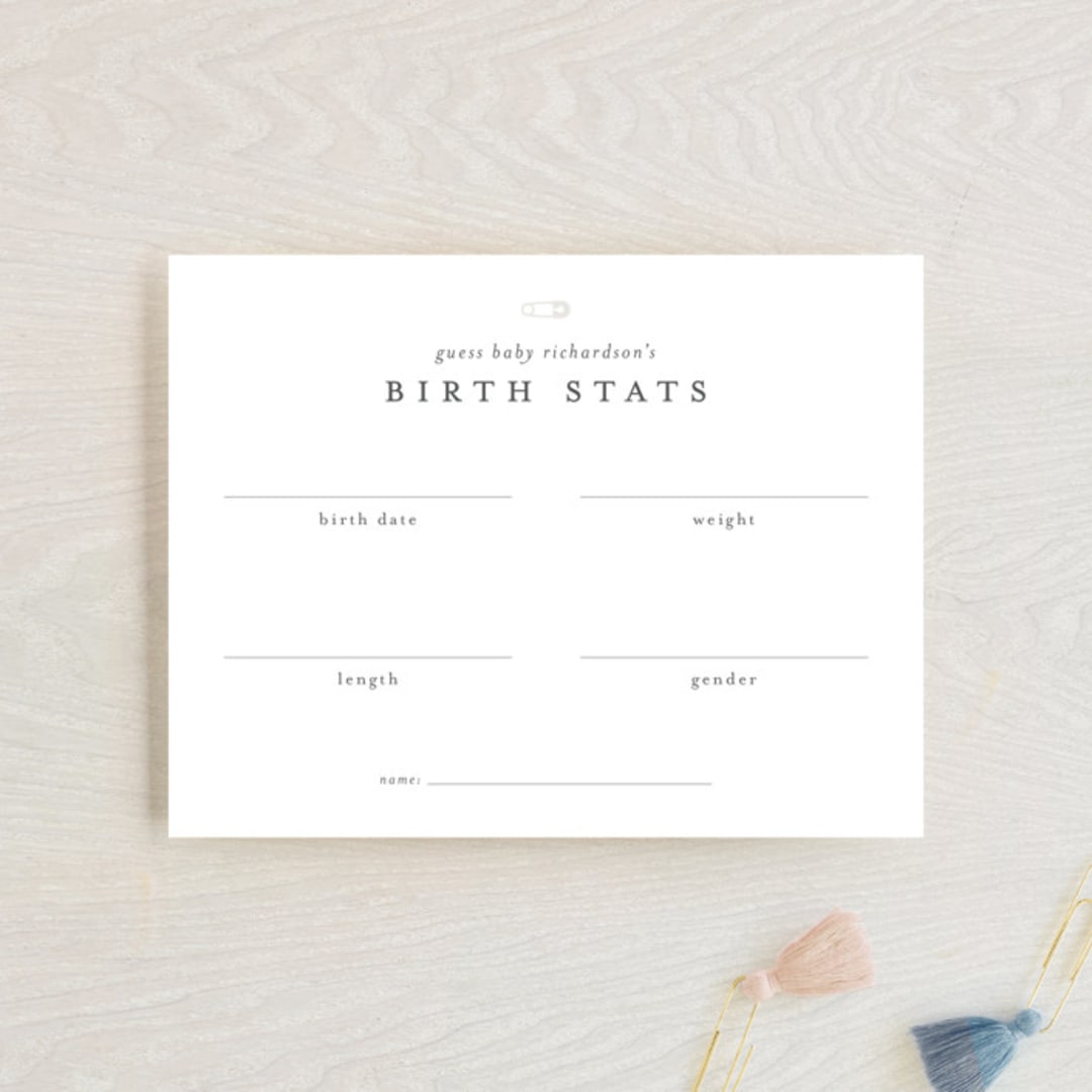"Classic Baby Predictions" - Baby Shower Insert Cards in Baby Powder by Minted - Front
