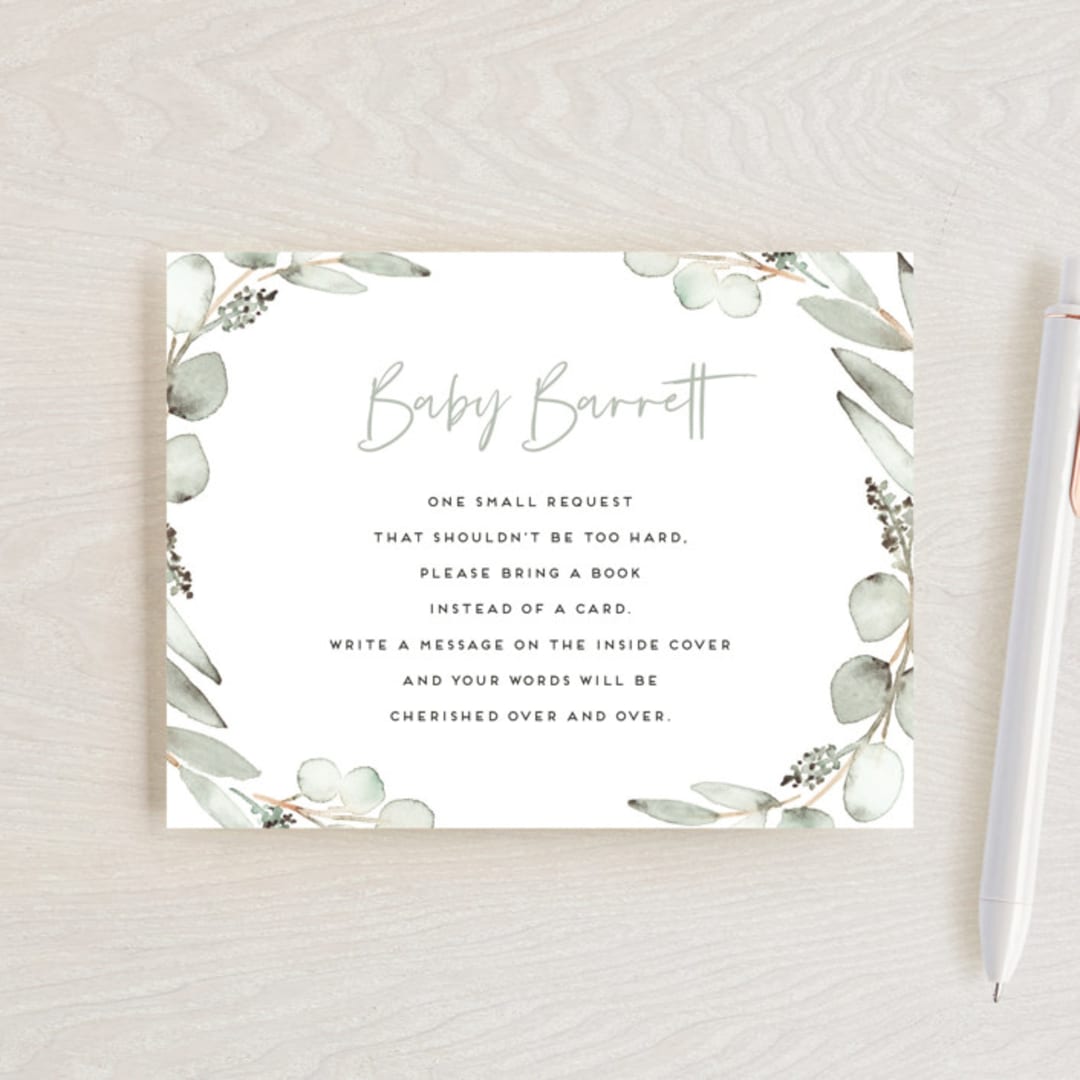 "Eucalypta" - Baby Shower Insert Cards in Lilypad by Petra Kern - Front
