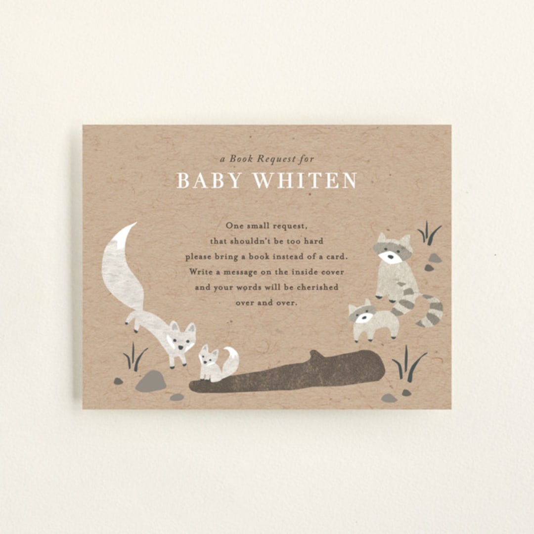 "Woodland's welcome" - Baby Shower Insert Cards in Kraft by Jennifer Wick - Front