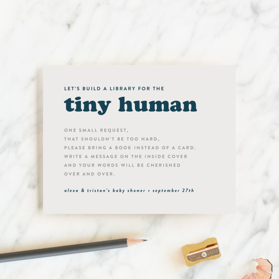 "Tiny Human" - Baby Shower Insert Cards in Whale by Corinne Malesic - Front