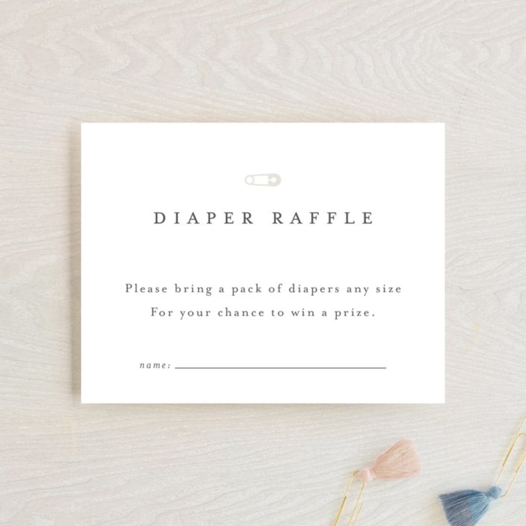 "Classic Diaper Raffle" - Baby Shower Insert Cards in Baby Powder by Minted - Front