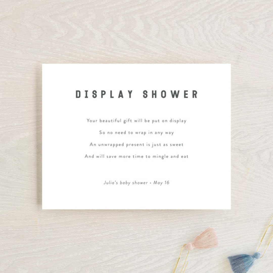 "Modern Display Shower" - Baby Shower Insert Cards in Baby Powder by Minted - Front