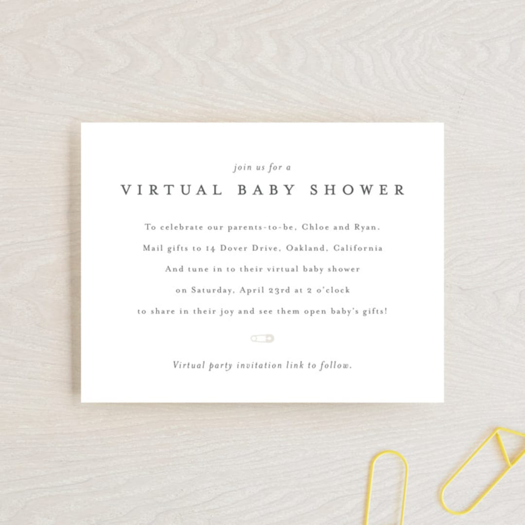 "Virtual Baby Shower" - Baby Shower Insert Cards in Baby Powder by Minted - Front