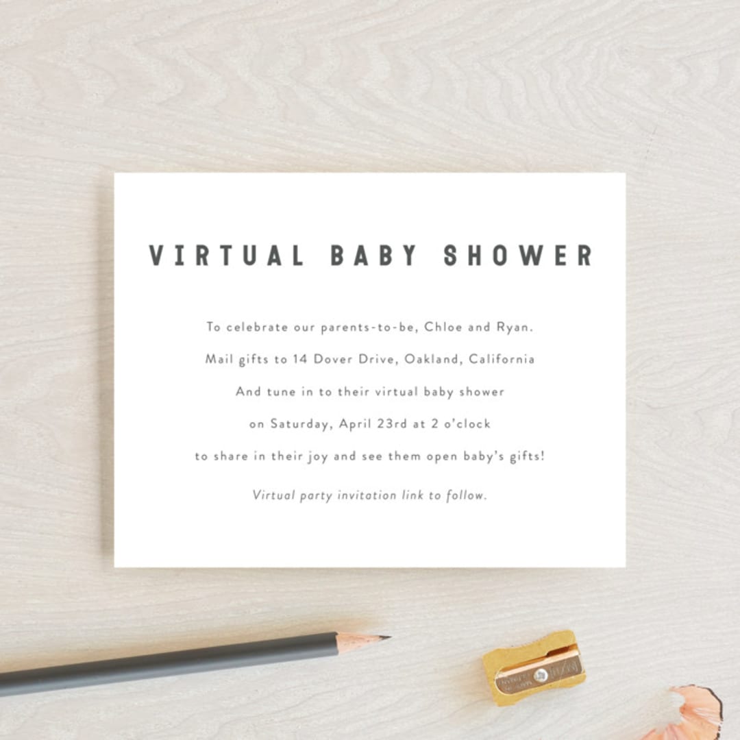 "Modern Virtual Baby Shower" - Baby Shower Insert Cards in Baby Powder by Minted - Front