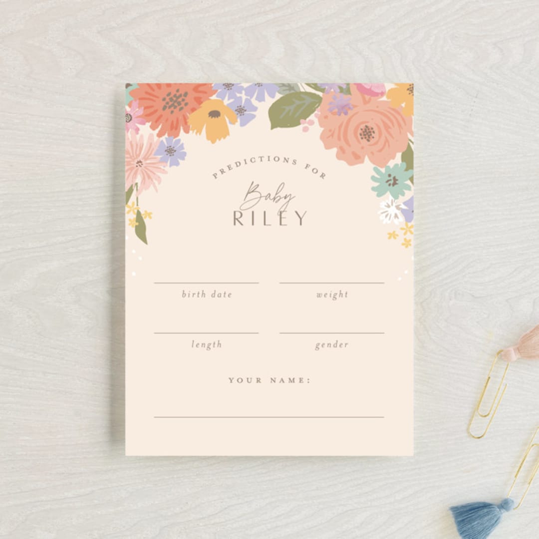 "Petite Garden" - Baby Shower Insert Cards in Flamingo by Jennifer Wick - Front