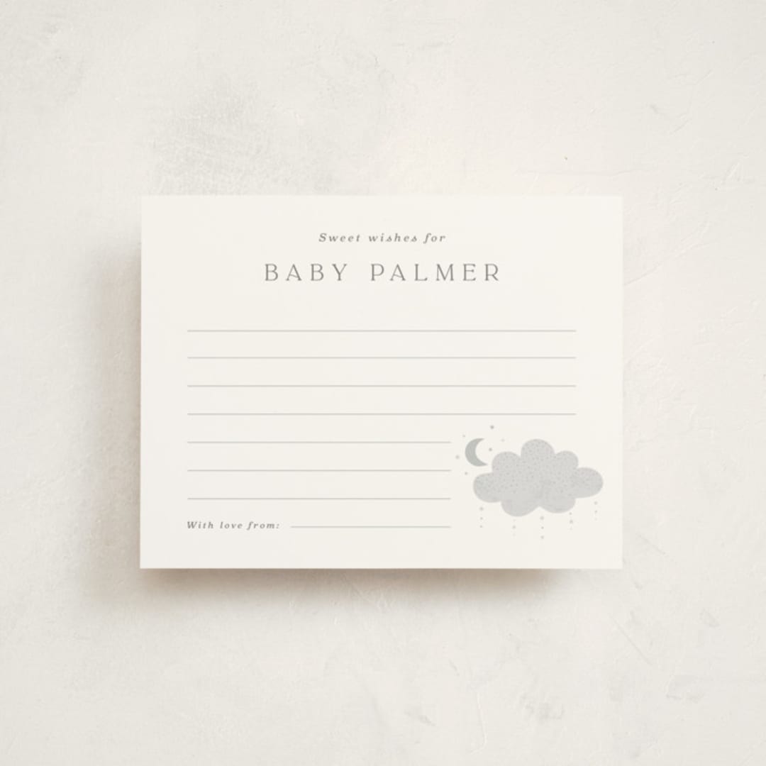 "Moon Baby" - Baby Shower Insert Cards in Slate by Marina Onoprienko - Front
