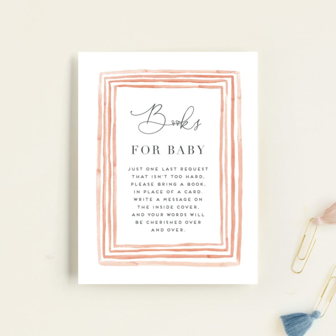 "Painted Frame" - Baby Shower Insert Cards in Peony by Erica Krystek - Front