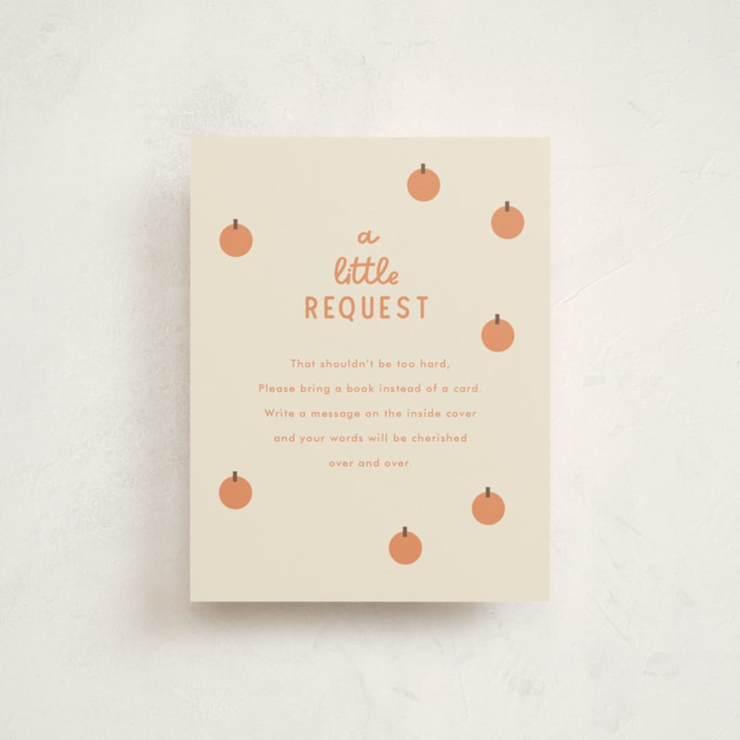 "A Little Pumpkin" - Baby Shower Insert Cards in Pumpkin by Baumbirdy - Front