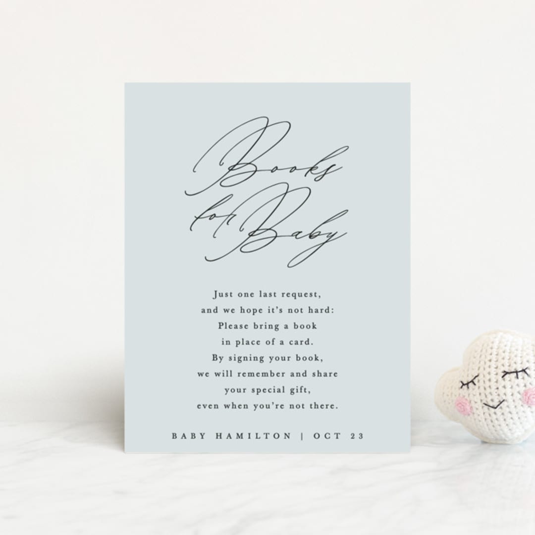 "Simply Elegant" - Baby Shower Insert Cards in Dusty Blue by Amy Payne - Front