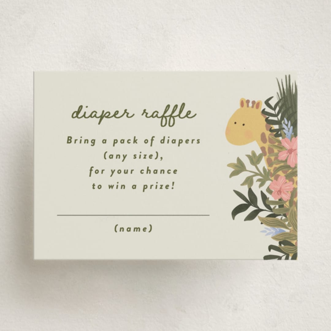 "Jungle Animals" - Baby Shower Mini Insert Cards in Moss by Joanna Griffin - Front