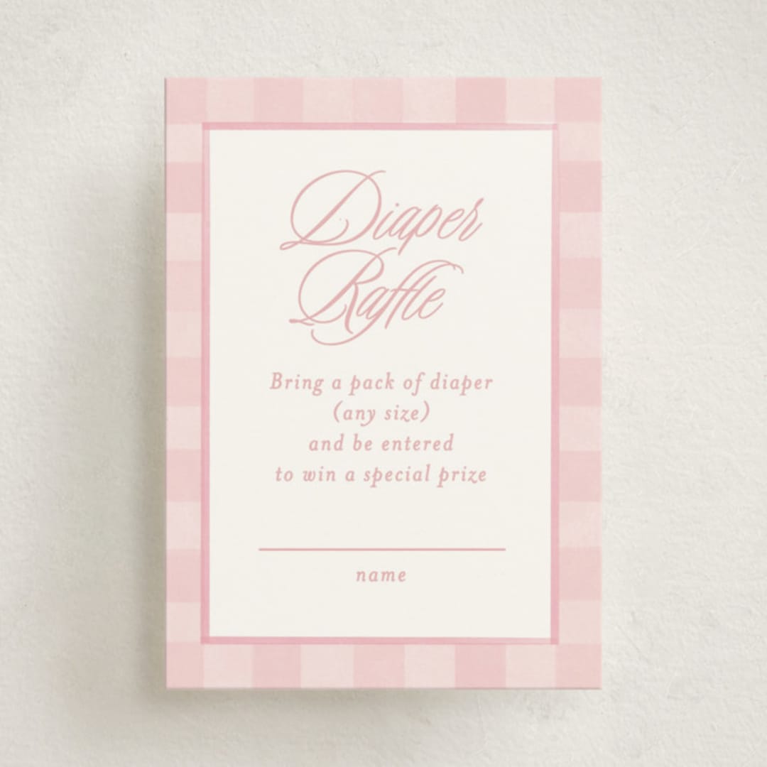 "Classic Gingham" - Baby Shower Mini Insert Cards in Cotton Candy by Creo Study - Front