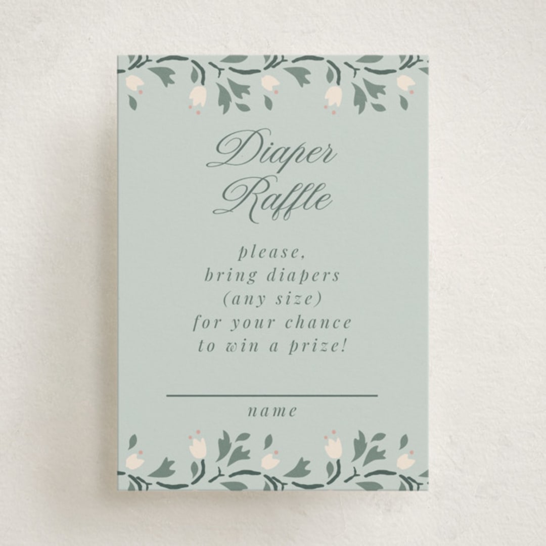 "Little Love Story" - Baby Shower Mini Insert Cards in Sage by Ana de Sousa - Front