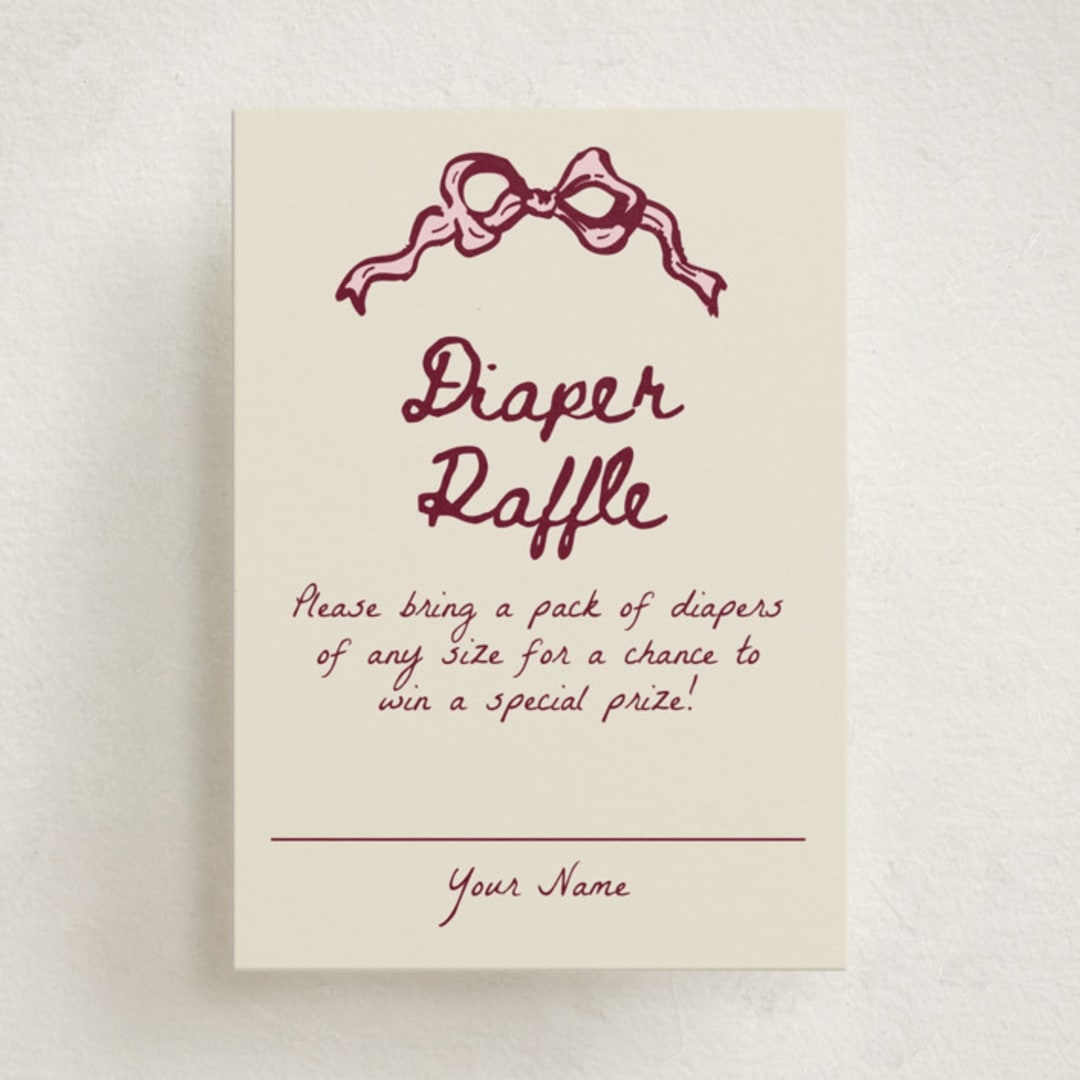 "Bow Corners" - Baby Shower Mini Insert Cards in Rosewood by Cass Loh - Front