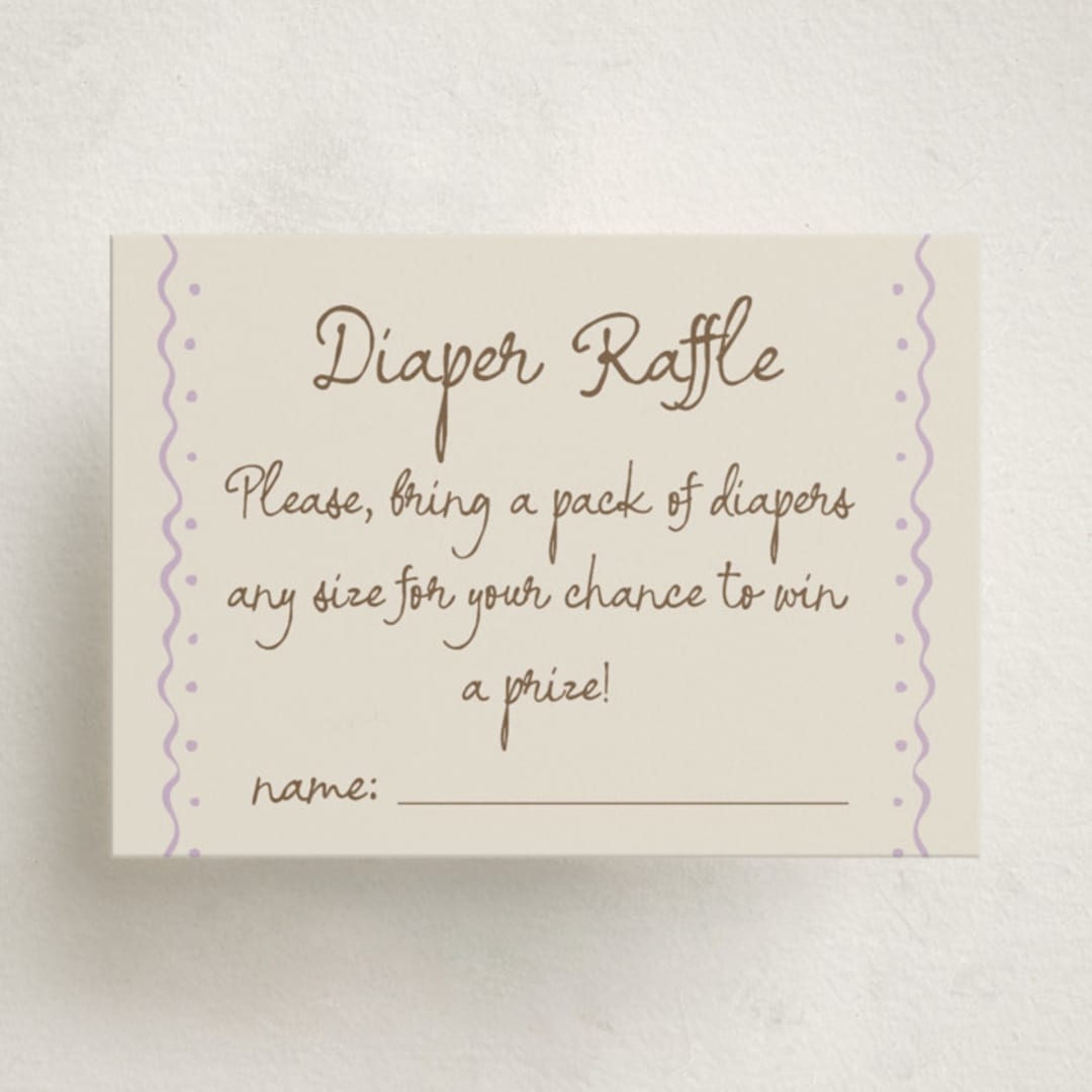 "Sugar" - Baby Shower Mini Insert Cards in Lavender by Pati Cascino - Front
