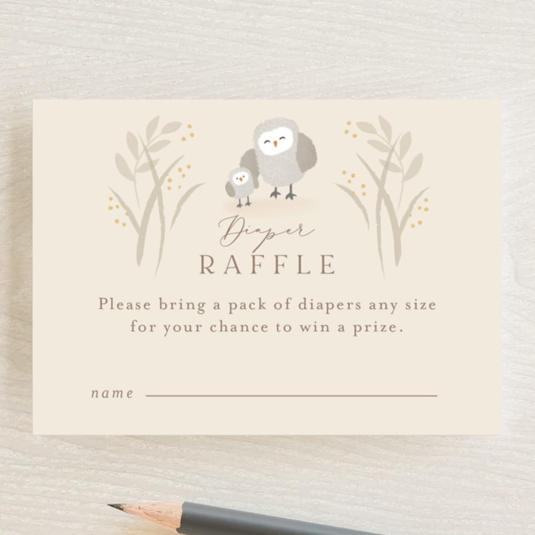 "Little owlet" - Baby Shower Mini Insert Cards in Almond by Jennifer Wick - Front