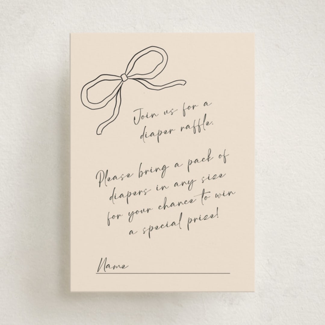 "Tied with Love" - Baby Shower Mini Insert Cards in Linen by Joyce Pinheiro - Front