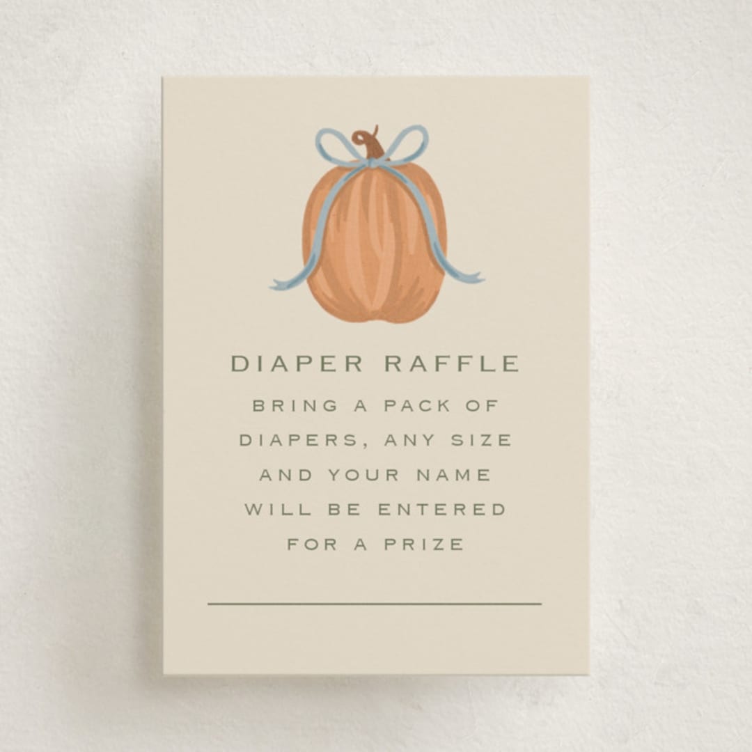 "Pumpkins + Bows" - Baby Shower Mini Insert Cards in Cornflower by Laura Hankins - Front
