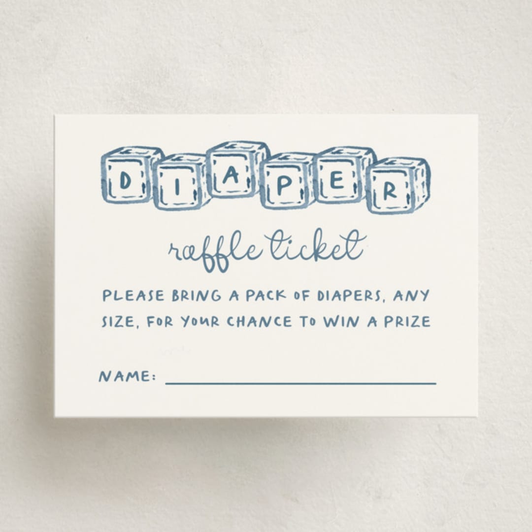 "Letter Box" - Baby Shower Mini Insert Cards in Baby Blue by Claudia Orengo - Front