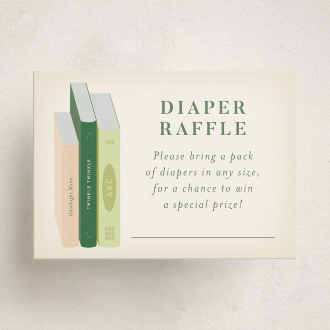 "Book Stack" - Baby Shower Mini Insert Cards in Blush by Palm Bridal - Front